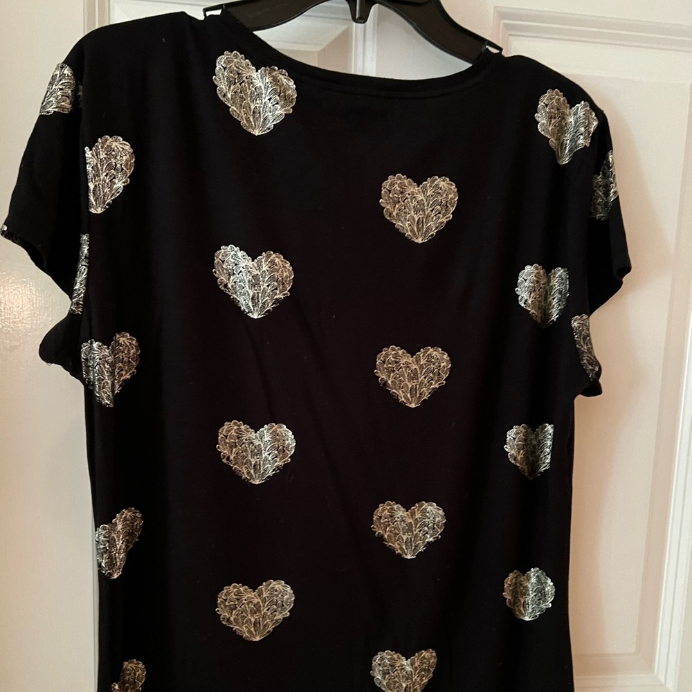 Ted baker black T-shirt with gold hearts  size 5 - which is a 14-16